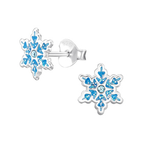 Schneeflocke Kinder Ohrringe mit Kristallen 925 Silber