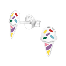 Eiscreme Kinder Ohrringe 925 Silber