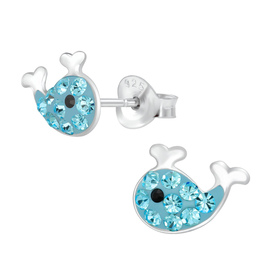 Wal Kinder Ohrringe mit Kristallen 925 Silber