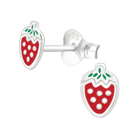 Erdbeere Kinder Ohrringe 925 Silber