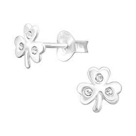 Kleeblatt Kinder Ohrringe mit Kristallen 925 Silber