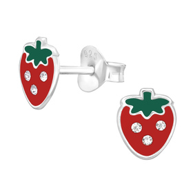 Erdbeere Kinder Ohrringe 925 Silber