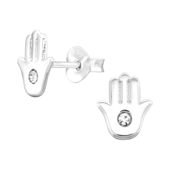 Hamsa Kinder Ohrringe mit Kristallen 925 Silber