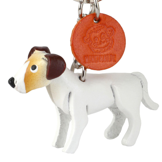 Auf dem Bild zu sehen ist ein Jack Russell Terrier aus Leder als Schlsselanhnger Figur