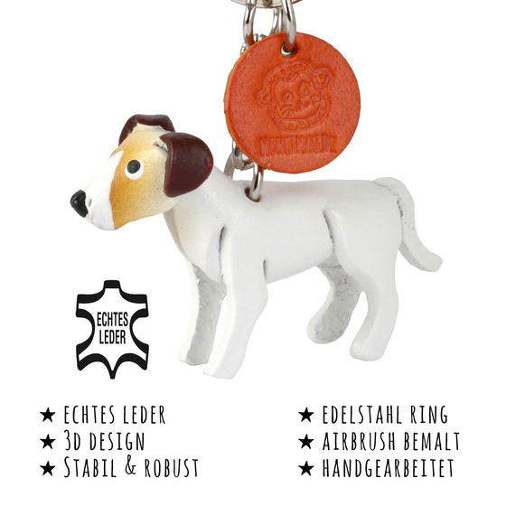 Das Bild mit Beschreibung zeigt ein Jack Russell Terrier aus Leder