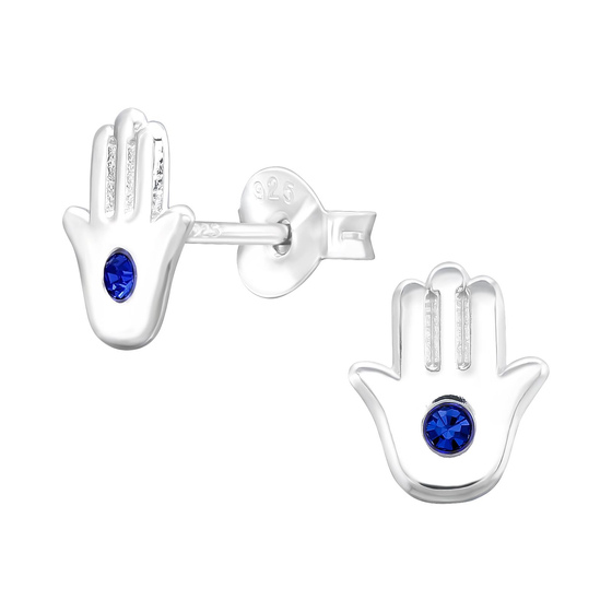 Hamsa Kinder Ohrringe mit Kristallen 925 Silber