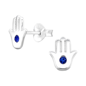 Hamsa Kinder Ohrringe mit Kristallen 925 Silber