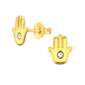 Hamsa Kinder Ohrringe mit Kristallen 925 Silber