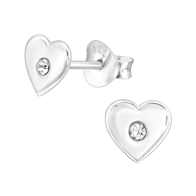 Herz Kinder Ohrringe mit Kristallen 925 Silber