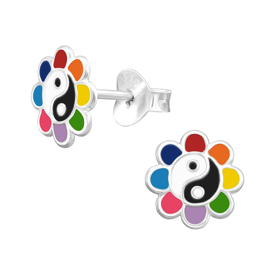 Yin-Yang-Blume Kinder Ohrringe 925 Silber