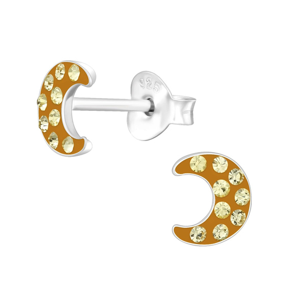 Mond Kinder Ohrringe mit Kristallen 925 Silber