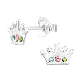 Krone Kinder Ohrringe mit Kristallen 925 Silber