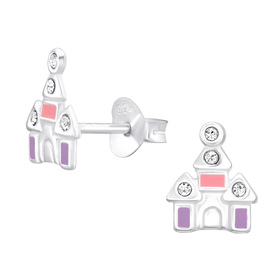 Schloss Kinder Ohrringe 925 Silber