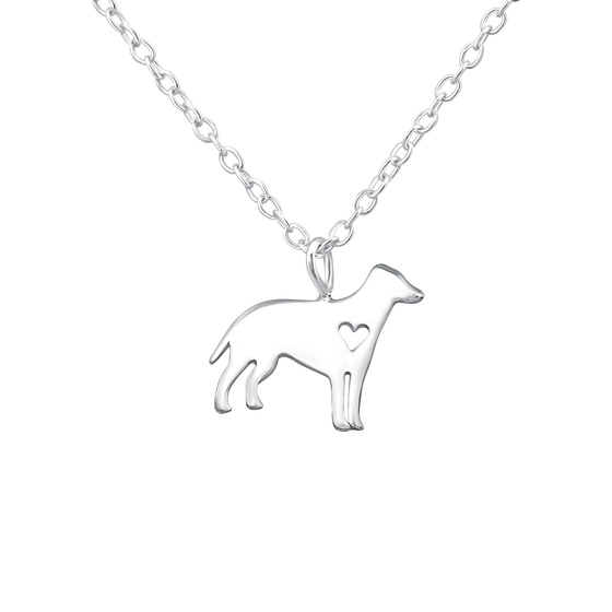 Auf dem Bild zu sehen ist eine Damen Kette mit Hund Anhnger aus 925 Sterling Silver echt Silber mit 45cm lnge