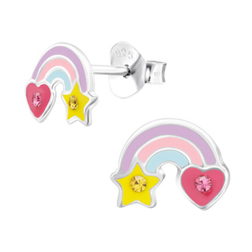 Regenbogen Kinder Ohrringe 925 Silber