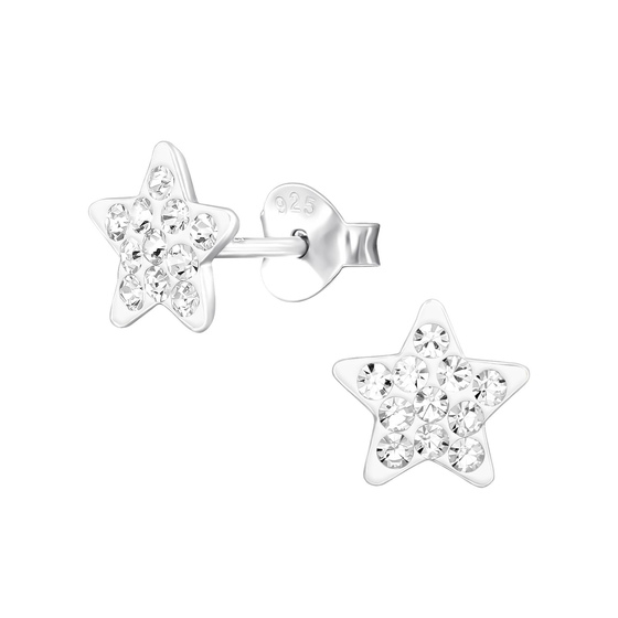 Stern Kinder Ohrringe mit Kristallen 925 Silber
