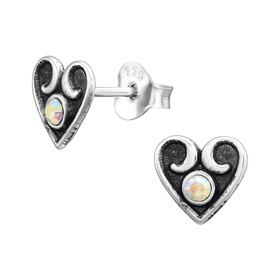 Herz Kinder Ohrringe mit Kristallen 925 Silber