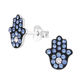 Hamsa Kinder Ohrringe mit Kristallen 925 Silber