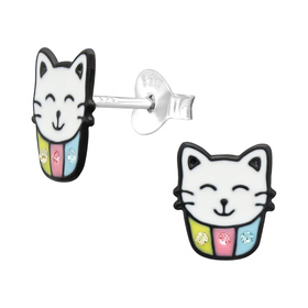 Katzen Kinder Ohrringe 925 Silber