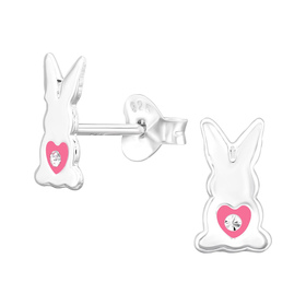 Hasen Kinder Ohrringe mit Kristallen 925 Silber