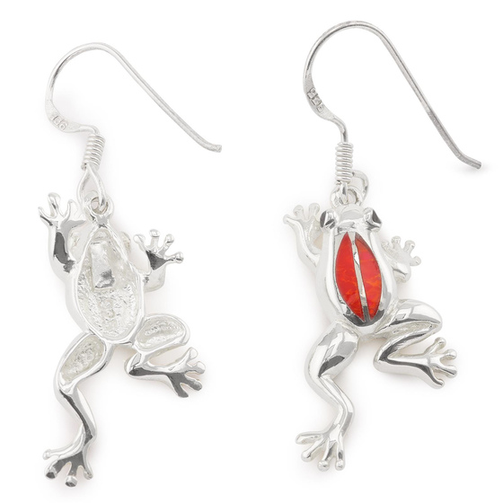Das Bild mit Beschreibung zeigt Damen Ohrringe Frosch Ohrhnger aus 925 Sterling Silver echt Silber