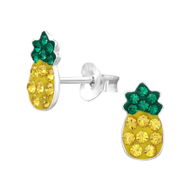 Ananas Kinder Ohrringe mit Kristallen 925 Silber