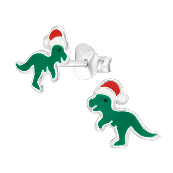 Santa Dinosaurier Kinder Ohrringe 925 Silber