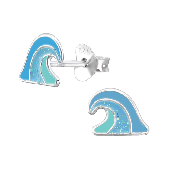 Welle Kinder Ohrringe 925 Silber