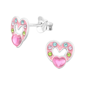 Herz Kinder Ohrringe 925 Silber