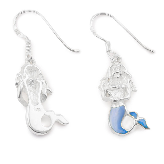 Das Bild mit Beschreibung zeigt Damen Ohrringe Meerjungfrau Ohrh�nger aus 925 Sterling Silver echt Silber