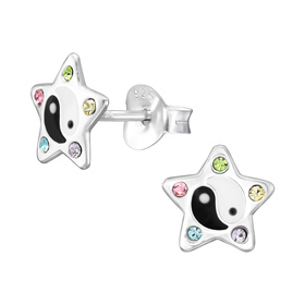Yin-Yang Kinder Ohrringe 925 Silber