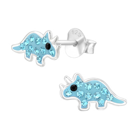 Dinosaurier Kinder Ohrringe mit Kristallen 925 Silber