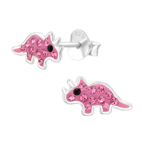 Dinosaurier Kinder Ohrringe mit Kristallen 925 Silber