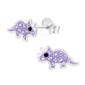Dinosaurier Kinder Ohrringe mit Kristallen 925 Silber