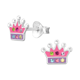 Krone Kinder Ohrringe 925 Silber