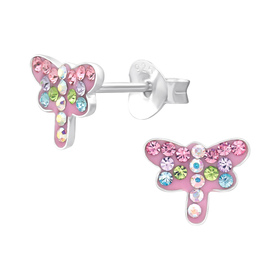Schmetterling Kinder Ohrringe mit Kristallen 925 Silber