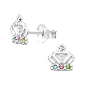 Krone Kinder Ohrringe mit Kristallen 925 Silber