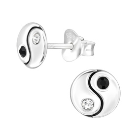 Yin Yang Kinder Ohrringe mit Kristallen 925 Silber