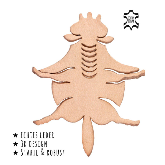 Das Bild mit Beschreibung zeigt eine Pferde aus Leder zum selber basteln