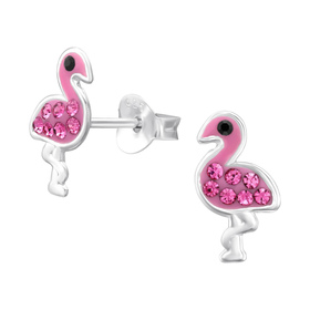 Flamingo Kinder Ohrringe mit Kristallen 925 Silber