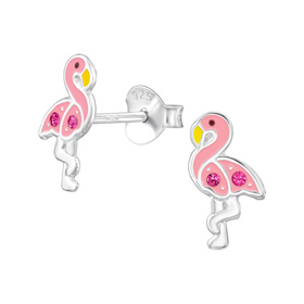 Flamingo Kinder Ohrringe mit Kristal 925 Silber