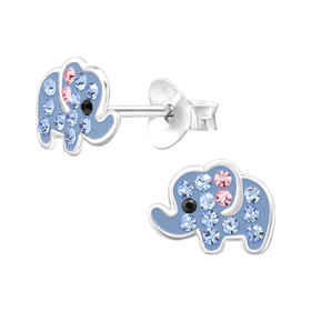 Elefant Kinder Ohrringe mit Kristallen 925 Silber