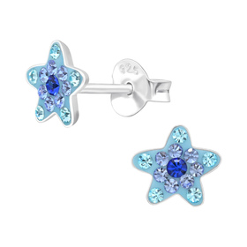 Seestern Kinder Ohrringe mit Kristallen 925 Silber