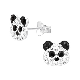 Panda Kinder Ohrringe mit Kristallen 925 Silber