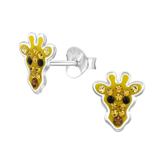 Giraffe Kinder Ohrringe mit Kristallen 925 Silber