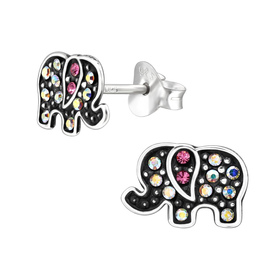 Elefant Kinder Ohrringe mit Kristallen 925 Silber