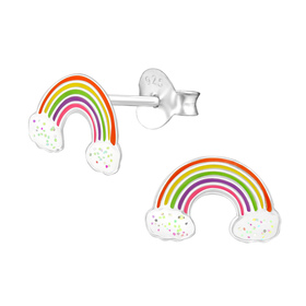 Regenbogen Kinder Ohrringe 925 Silber