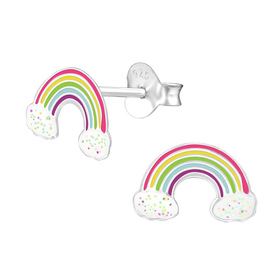 Regenbogen Kinder Ohrringe 925 Silber