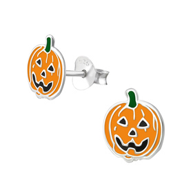 Halloween-K�rbis Kinder Ohrringe 925 Silber