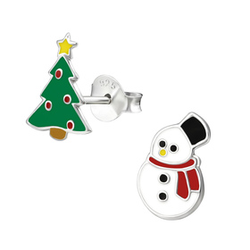 Weihnachtsbaum Kinder Ohrringe 925 Silber